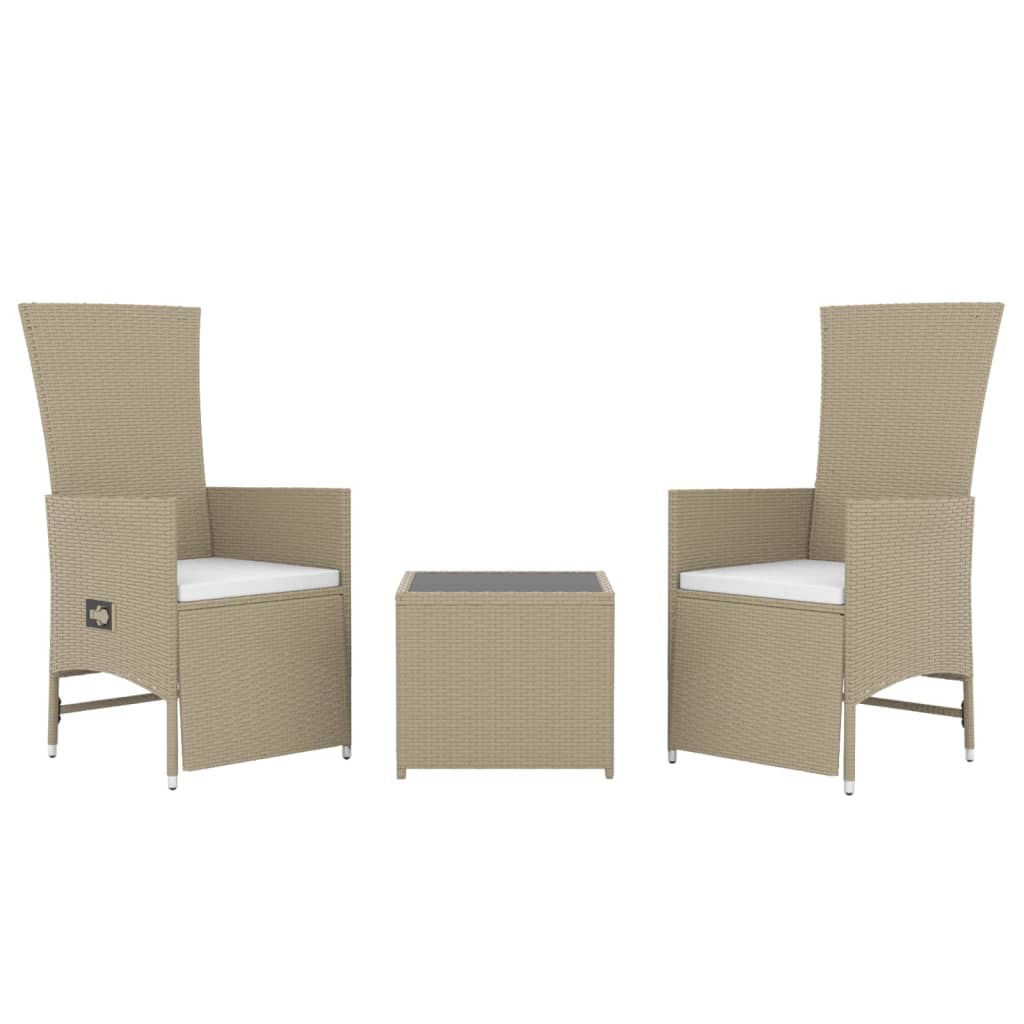 Thumbnail - vidaXL 3-tlg. Garten-Lounge-Set Beige Poly Rattan & Stahl