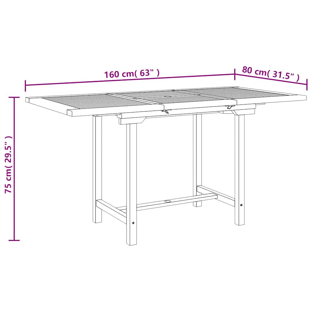 Rozkládací zahradní stůl 110–160x80x75 cm masivní teakové dřevo - obrázek 8
