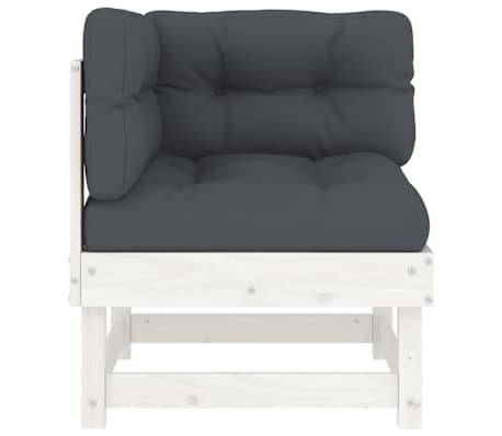 vidaXL Ecksofa mit Kissen Wei&szlig; Massivholz Kiefer