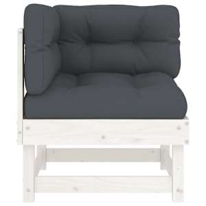 vidaXL Ecksofa mit Kissen Wei&szlig; Massivholz Kiefer