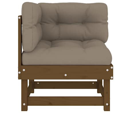 vidaXL Ecksofa mit Kissen Honigbraun Massivholz Kiefer