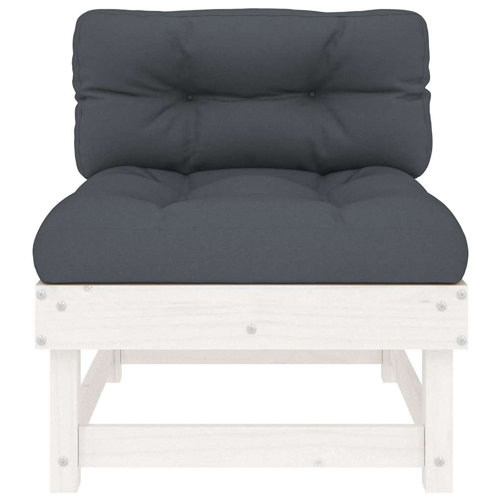 Thumbnail - vidaXL Mittelsofa mit Kissen Weiß Massivholz Kiefer