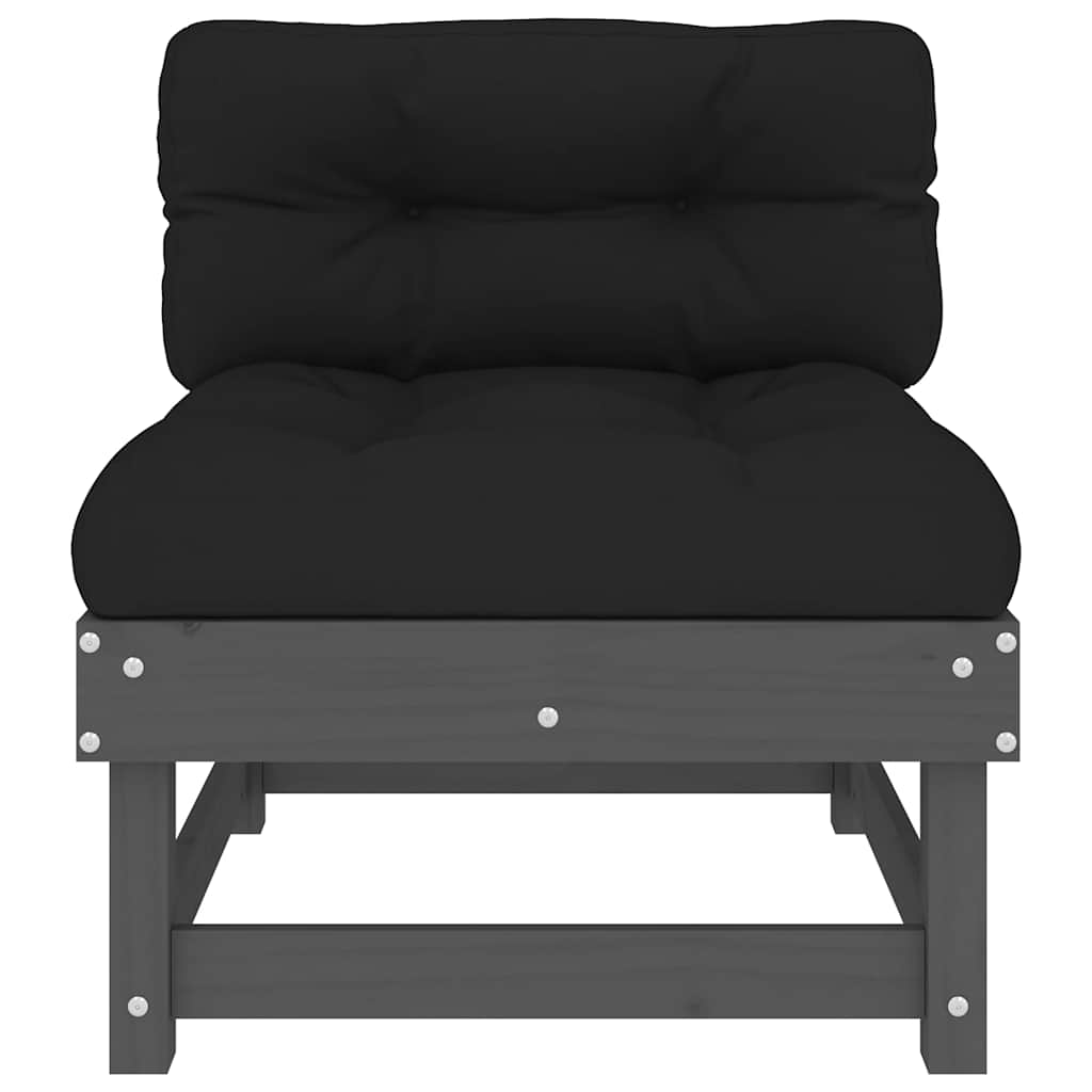 Thumbnail - vidaXL Mittelsofa mit Kissen Grau Massivholz Kiefer
