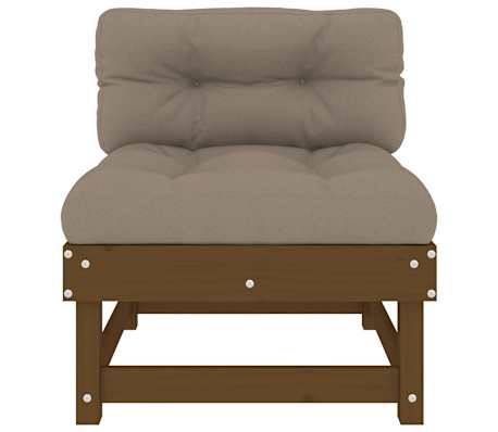 vidaXL Canap&eacute; central avec coussins marron miel bois de pin solide