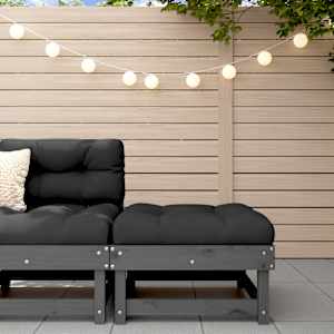 Vrtni stolček za noge z blazino siva trdna borovina