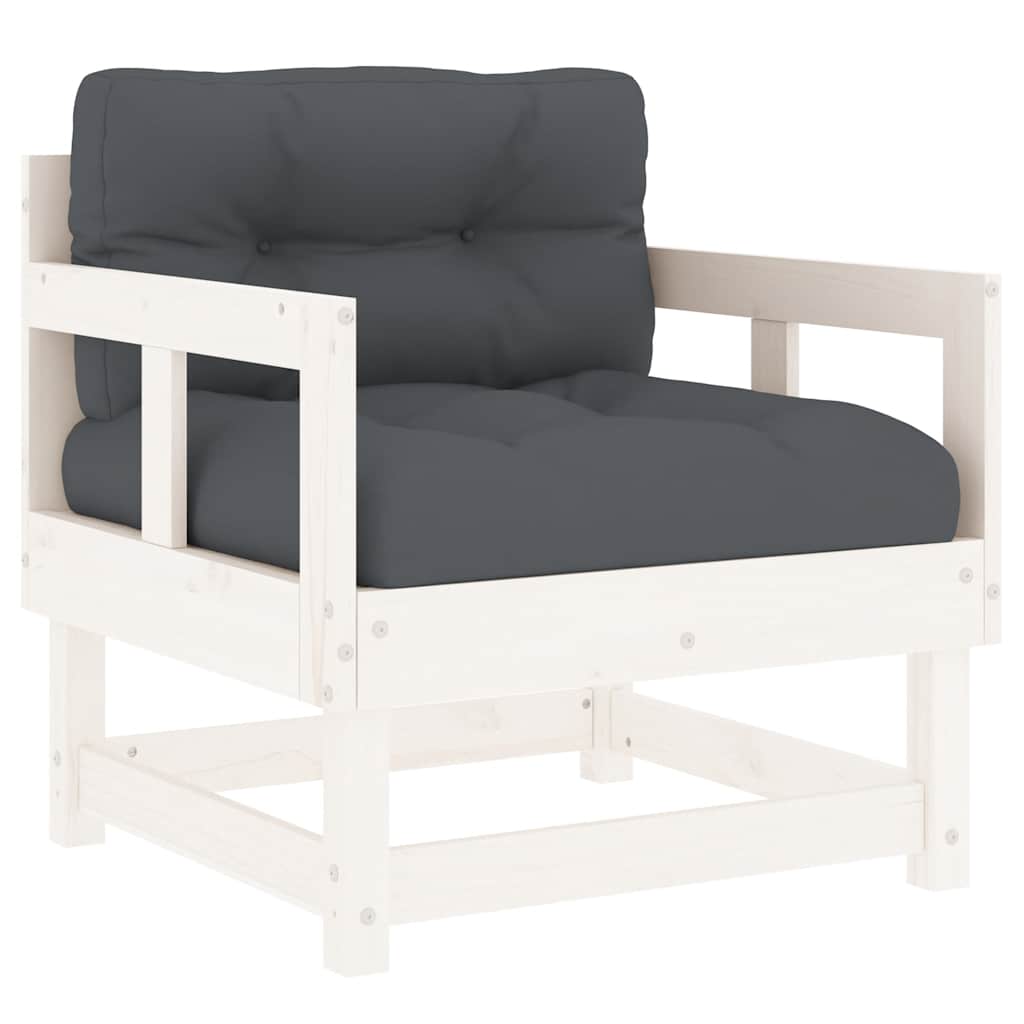 vidaXL Tuinstoelen met kussens 2 st massief grenenhout wit afbeelding