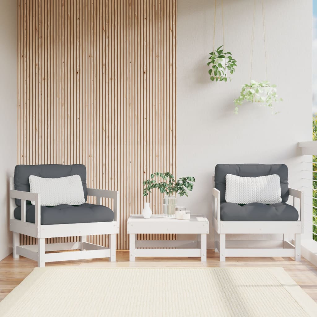 Gartenstühle mit Kissen 2 Stk. Weiß Massivholz Kiefer kaufen