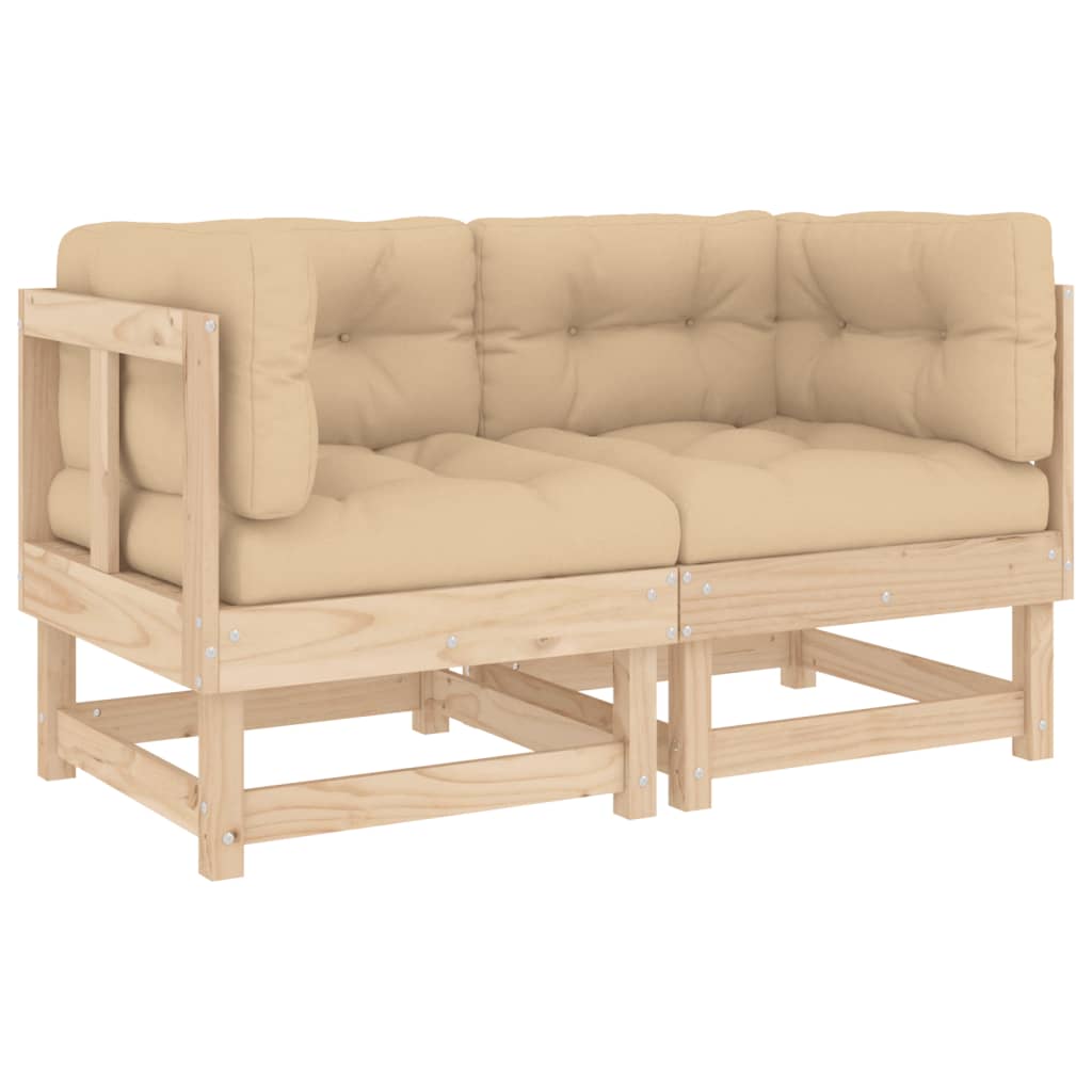 Image of vidaXL Corner Sofas with Cushions 2 pcs Solid Wood Pine