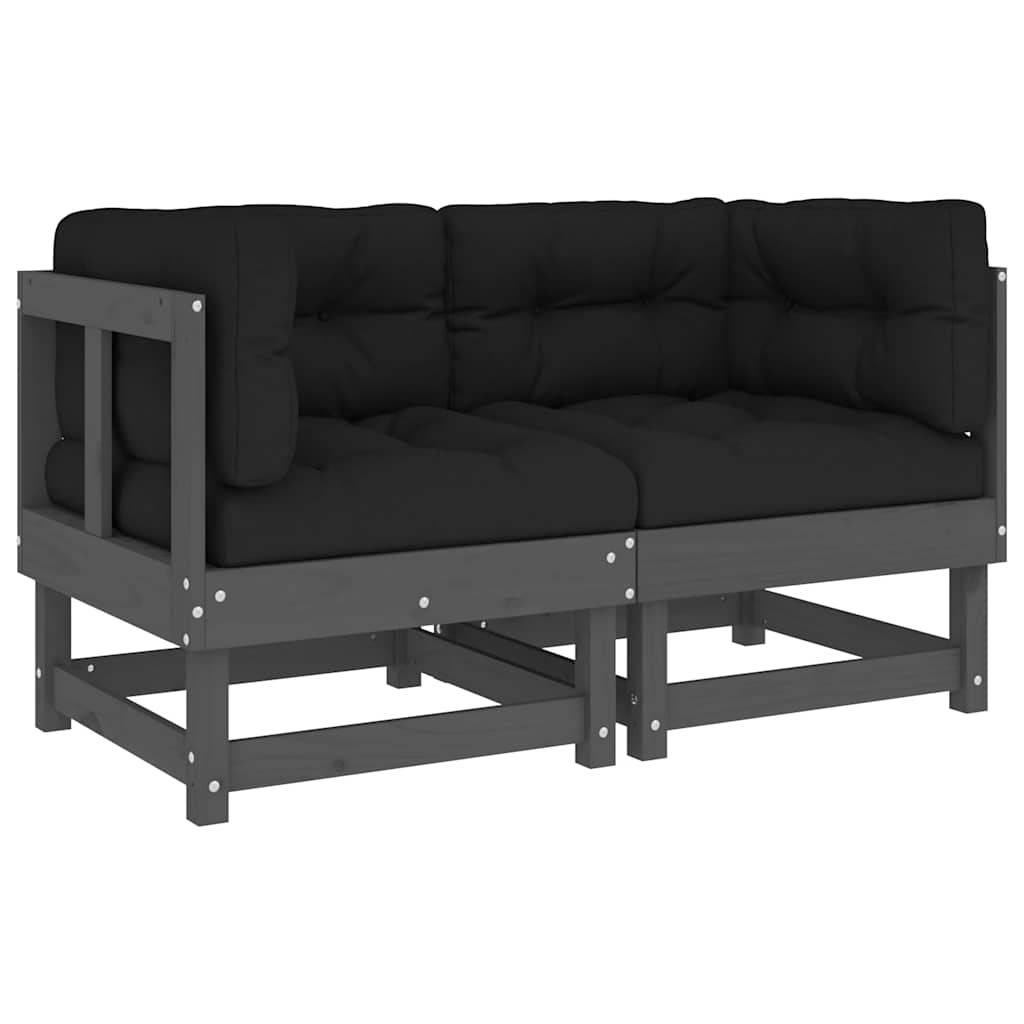 Thumbnail - vidaXL Ecksofas mit Kissen 2 Stk. Grau Massivholz Kiefer