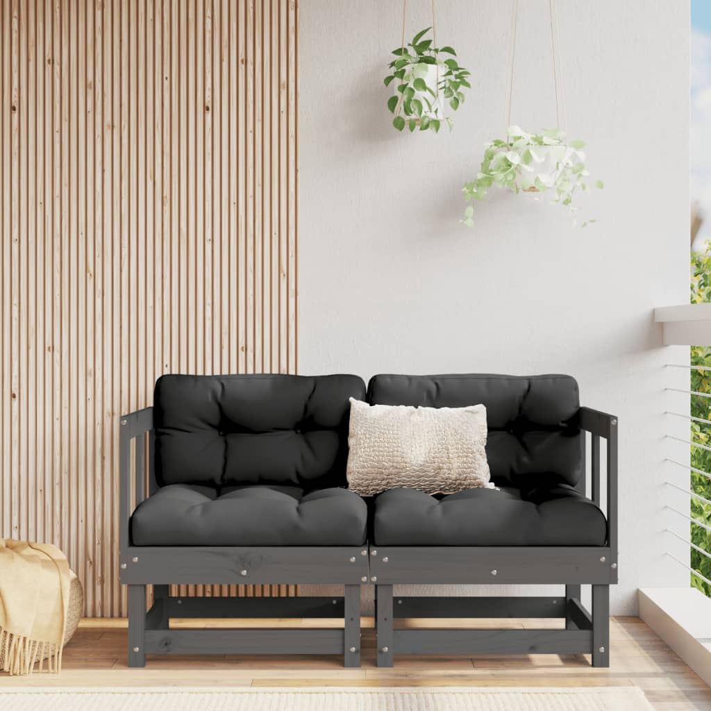 vidaXL hjørnemoduler til sofa 2 stk. med hynder massivt fyrretræ grå