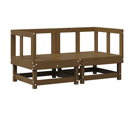 vidaXL Sofás de canto com almofadões 2 pcs pinho maciço castanho-mel