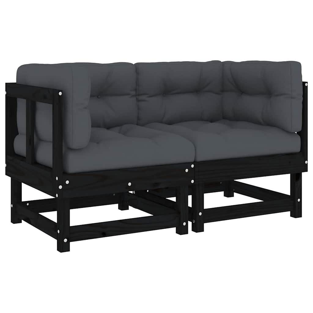 Thumbnail - vidaXL Ecksofas mit Kissen 2 Stk. Schwarz Massivholz Kiefer
