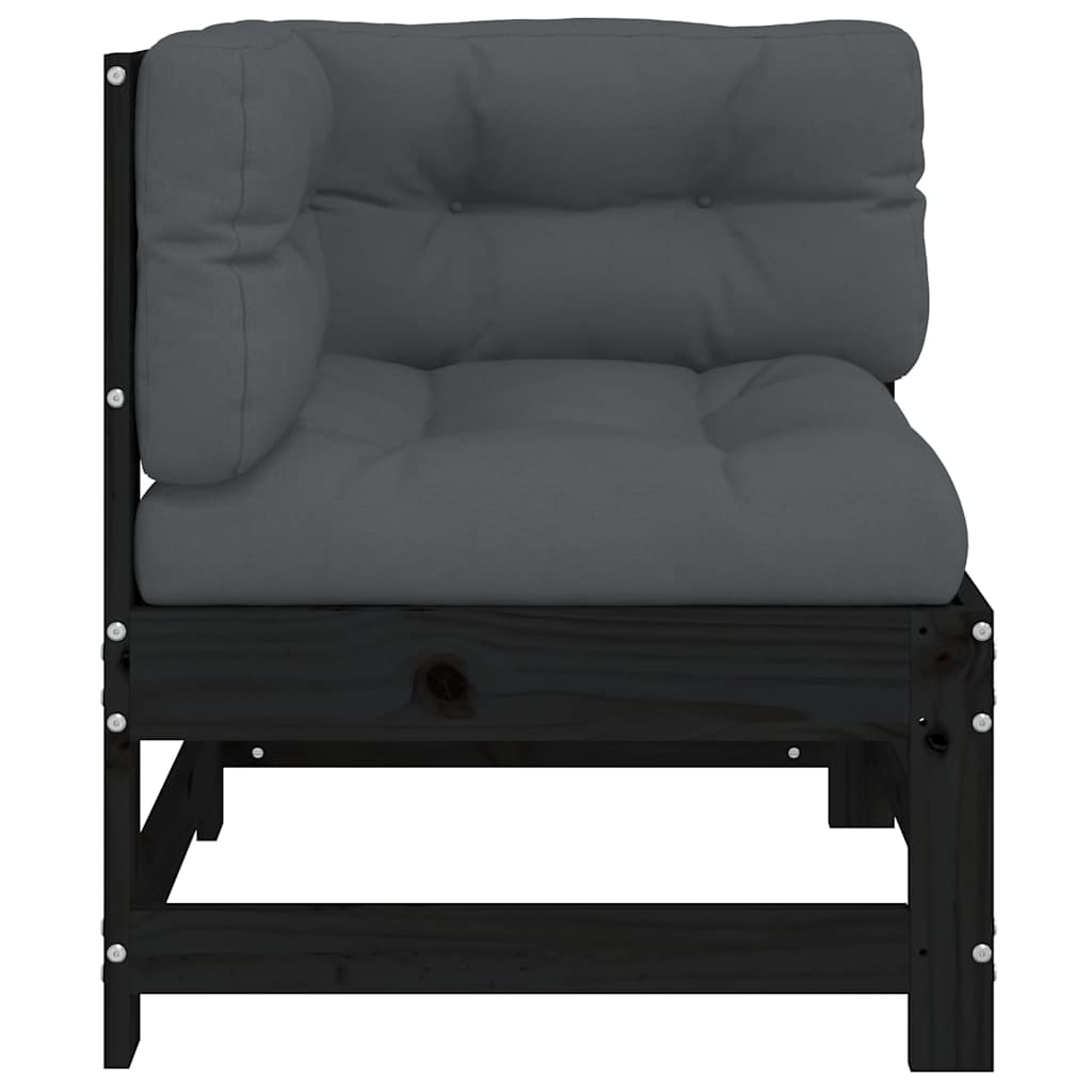 Thumbnail - vidaXL Ecksofa mit Kissen Schwarz Massivholz Kiefer