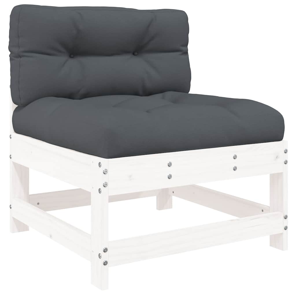 Thumbnail - vidaXL Mittelsofa mit Kissen Weiß Massivholz Kiefer