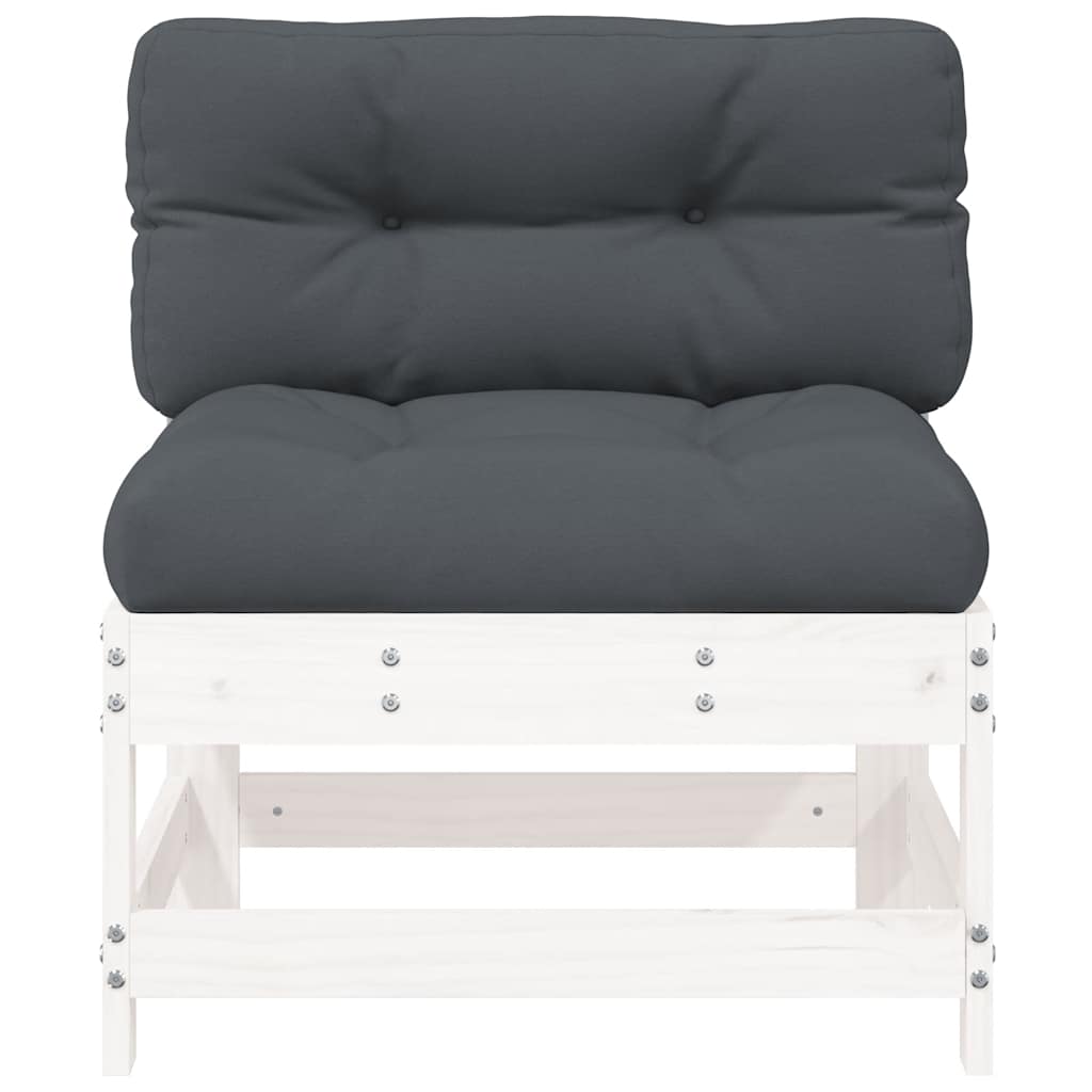 Thumbnail - vidaXL Mittelsofa mit Kissen Weiß Massivholz Kiefer