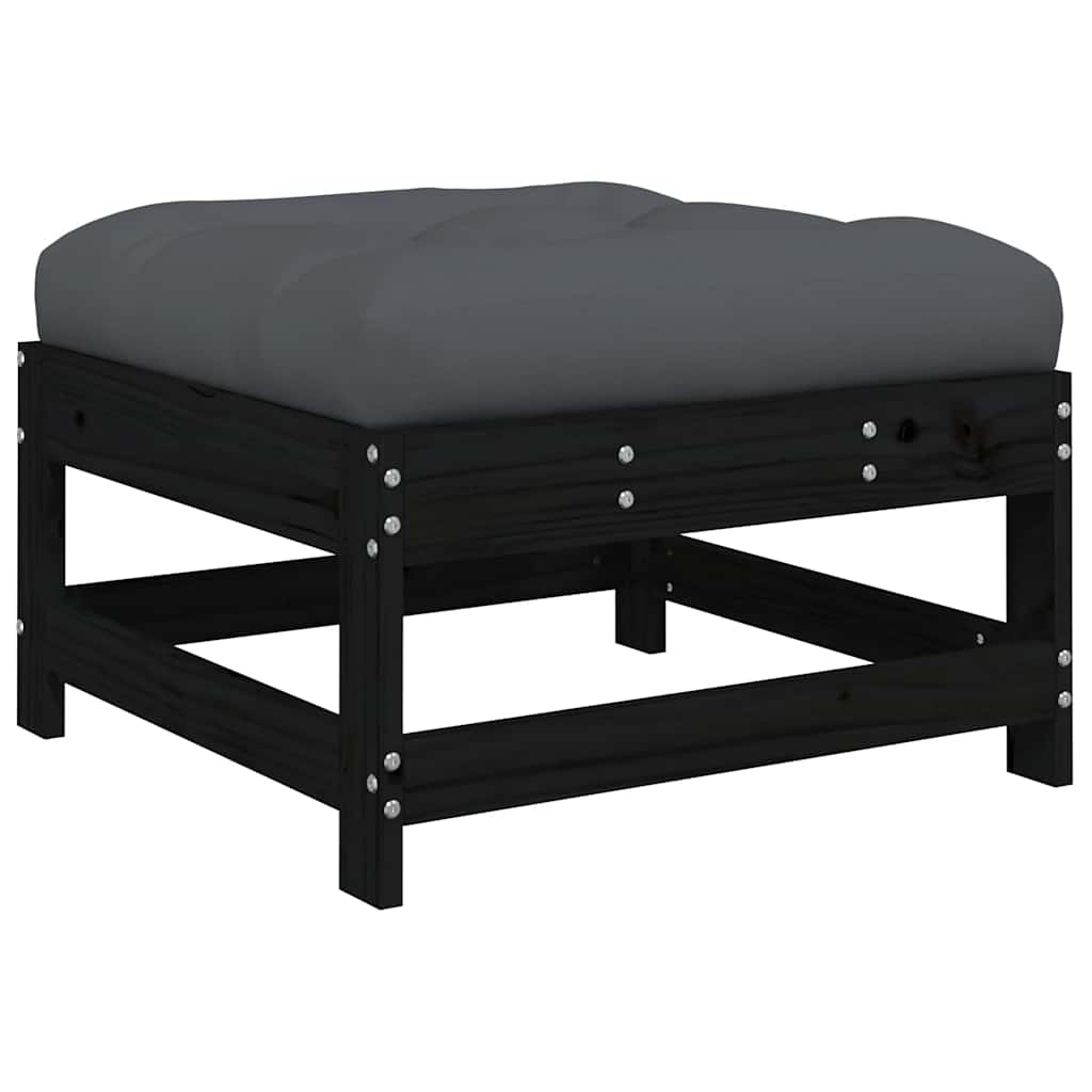 Thumbnail - vidaXL Gartenhocker mit Kissen Schwarz Massivholz Kiefer