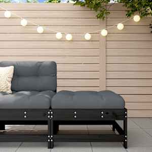 Vrtni stolček za noge z blazino črna trdna borovina