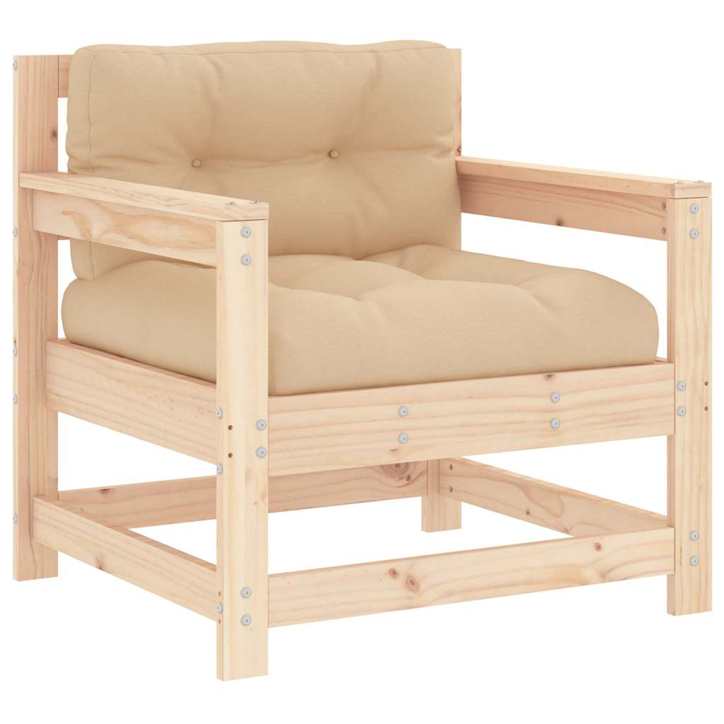 vidaXL Tuinstoelen 2 st met kussens massief grenenhout afbeelding