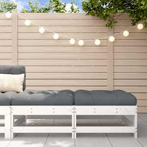 Vrtni stolček za noge z blazino 2 kosa bela trdna borovina