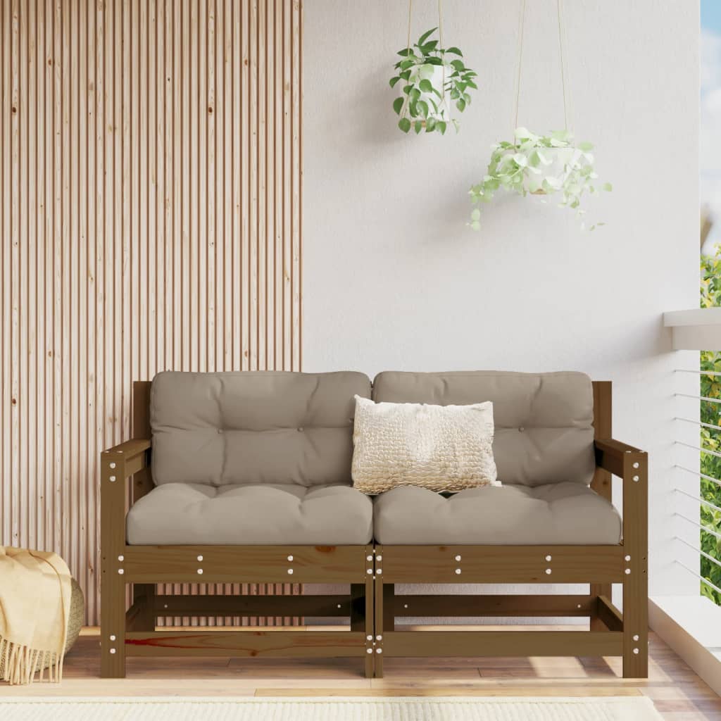 Gartenstühle mit Kissen 2 Stk. Honigbraun Massivholz Kiefer kaufen
