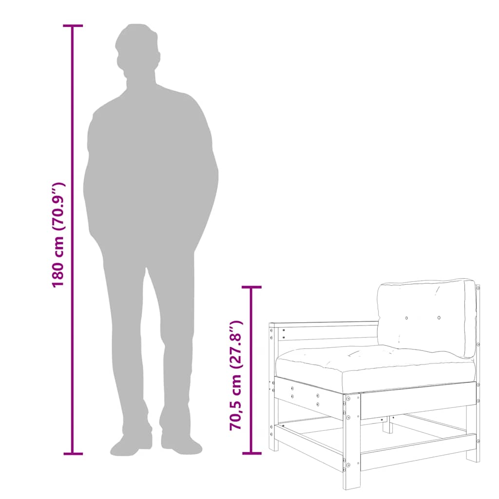 Garden chairs with mattresses, 2 pcs., solid black pine wood