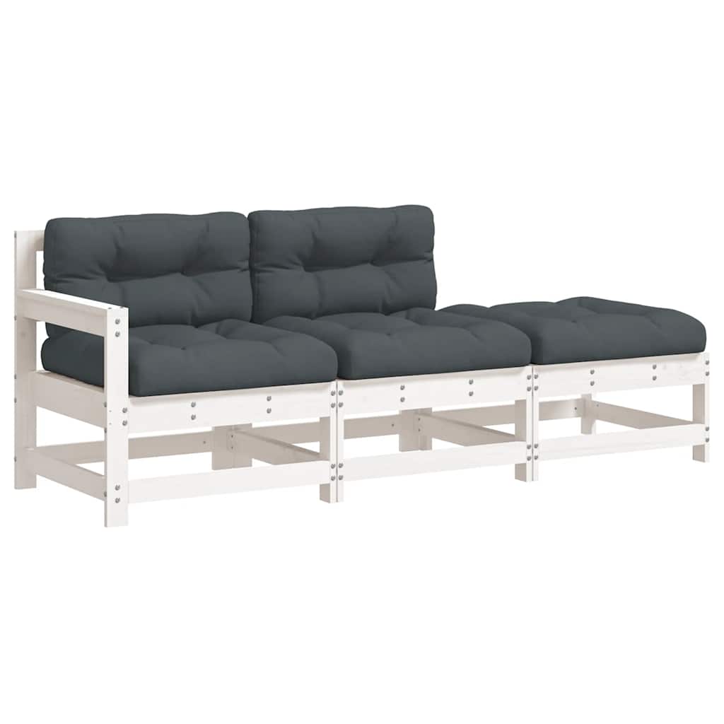 Thumbnail - vidaXL 3-tlg. Garten-Lounge-Set mit Kissen Weiß Massivholz