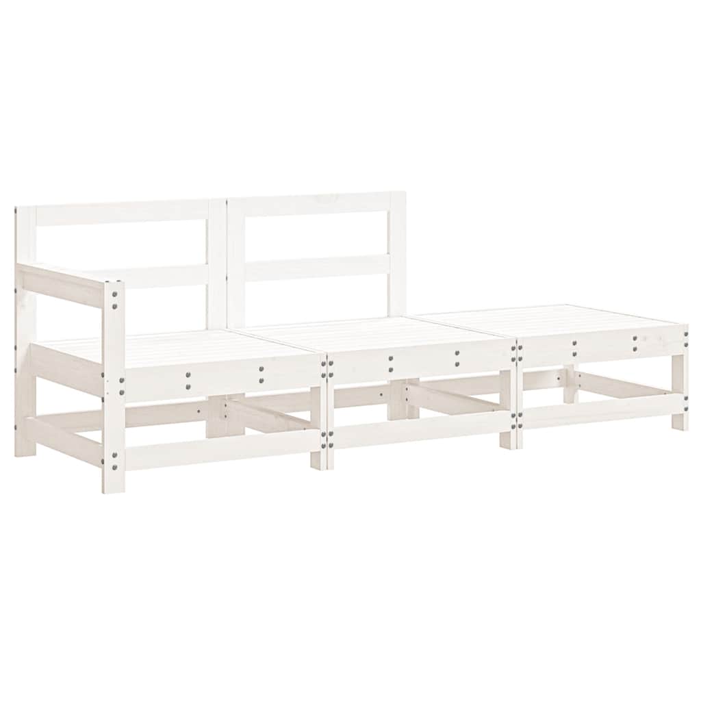 vidaXL 3-delige Loungeset met kussens massief hout wit afbeelding