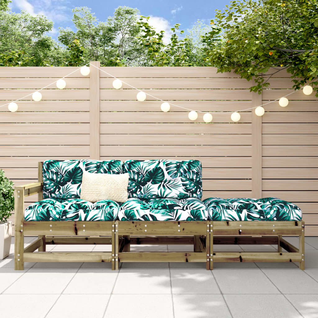 vidaXL Salon de jardin 3 pcs avec coussins bois de pin imprégné