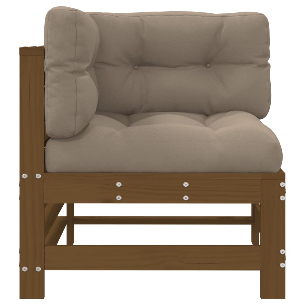 Thumbnail - vidaXL Ecksofa mit Kissen Honigbraun Massivholz Kiefer