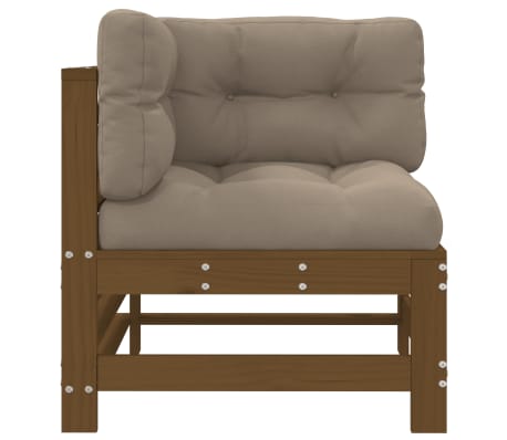 vidaXL Corner Sofa with Cushions Honey Brown Solid Wood Pine