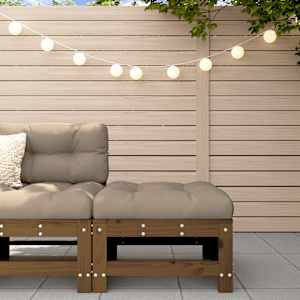 Vrtni stolček za noge z blazino medeno rjava trdna borovina