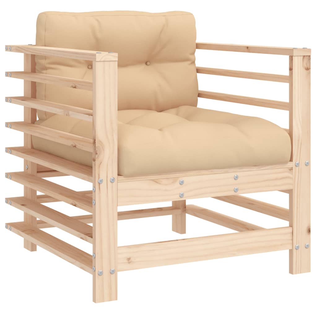 vidaXL Tuinstoelen 2 st met kussens massief grenenhout afbeelding