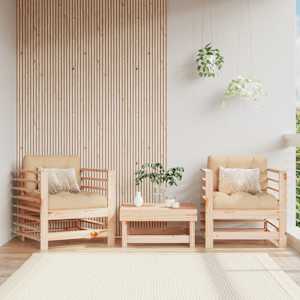 Vrtni stoli z blazino 2 kosa trdna borovina