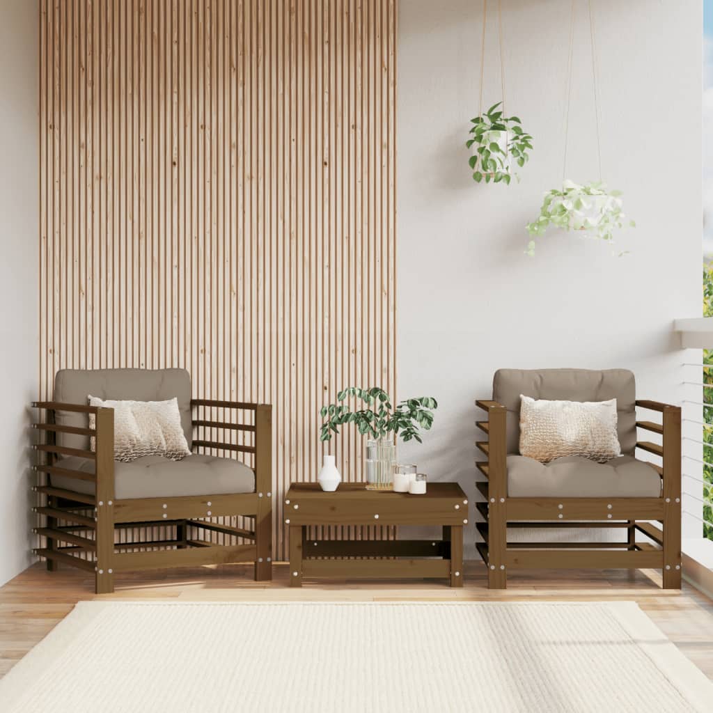 Zahradní židle s poduškami 2 ks medově hnědé masivní borovice