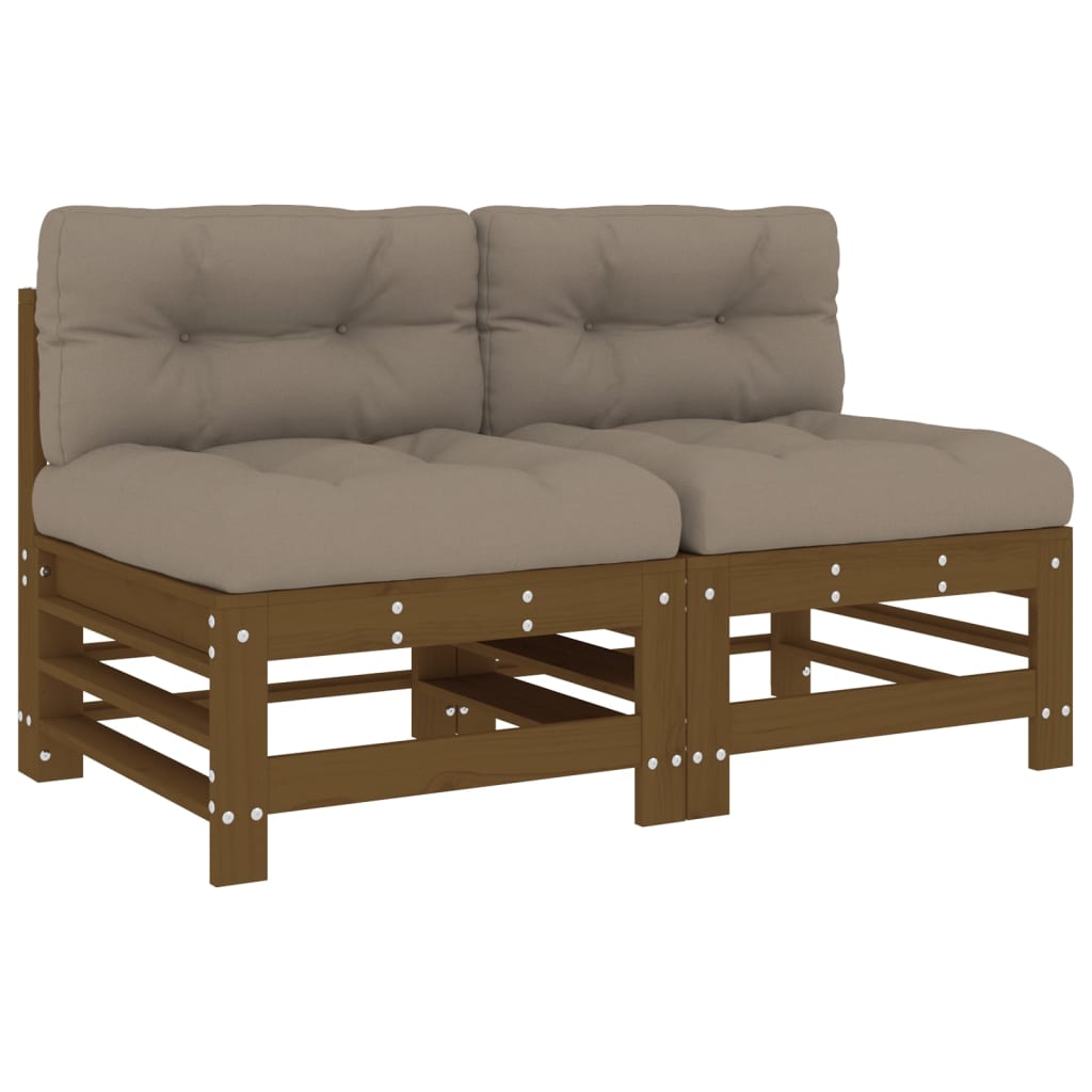 Thumbnail - vidaXL Mittelsofas mit Kissen 2 Stk. Honigbraun Massivholz Kiefer