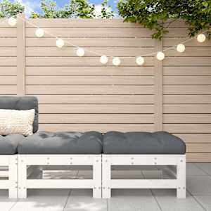 Vrtni stolček za noge z blazino 2 kosa bela trdna borovina