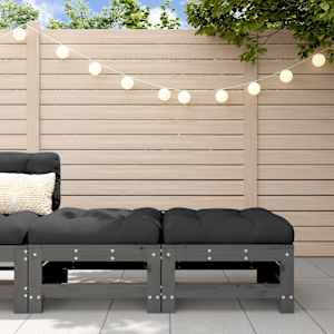 Vrtni stolček za noge z blazino 2 kosa siva trdna borovina