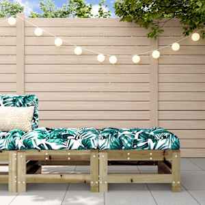 Vrtni stolček za noge z blazino 2 kosa impregnirana borovina