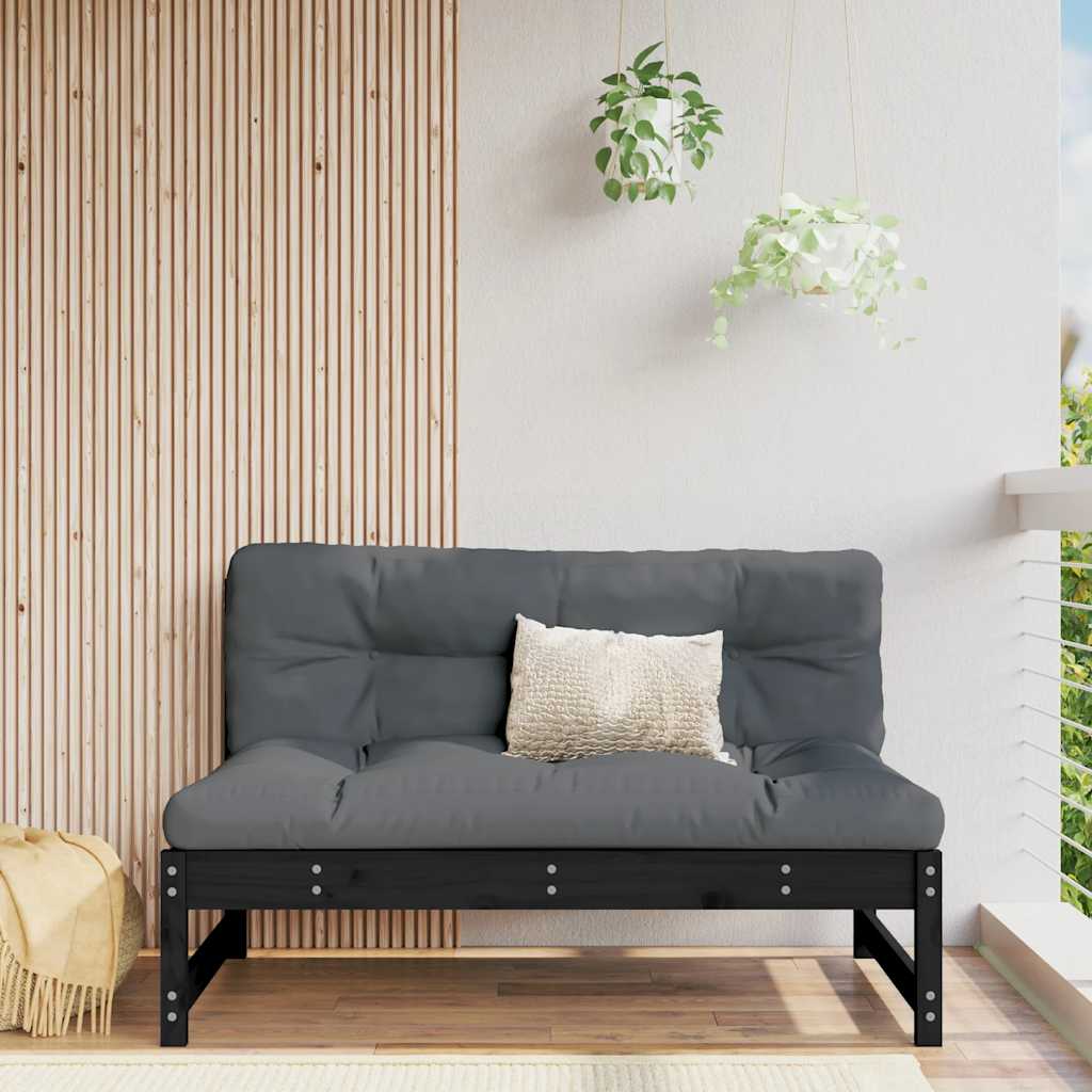 vidaXL Canapea de mijloc, 120x80 cm, negru, lemn masiv de pin