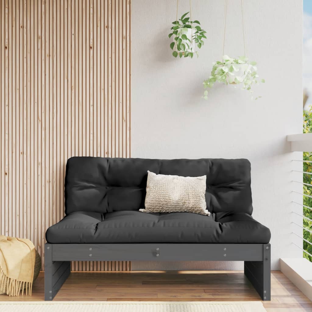 Canapé central 120x80 cm gris bois de pin massif