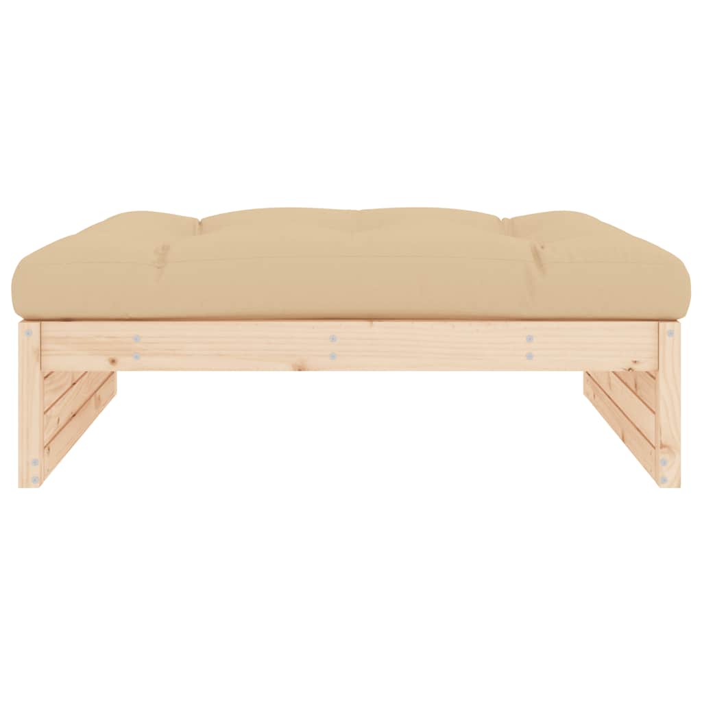 vidaXL tömör fenyőfa kerti lábzsámoly párnával 120x80 cm