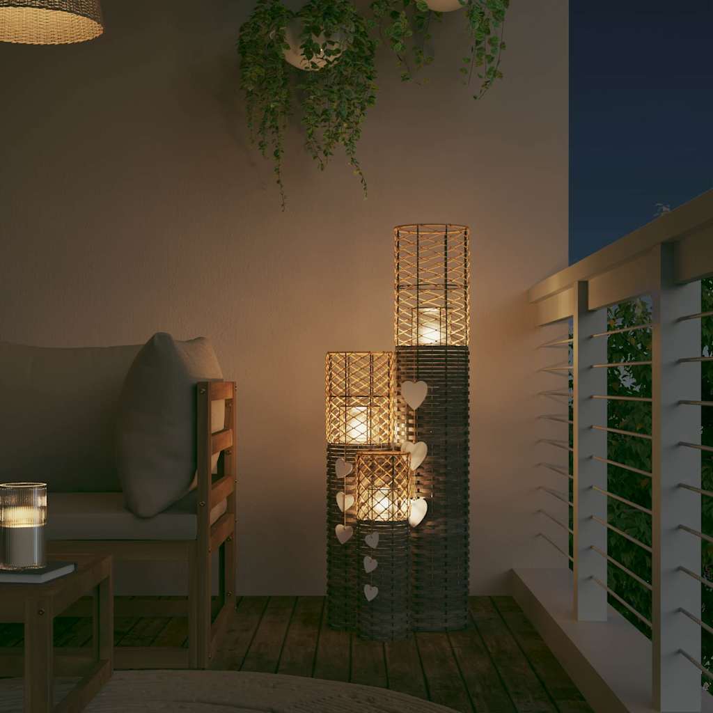 Thumbnail - vidaXL Kerzenhalter 3 Stk. Grau Korbweide