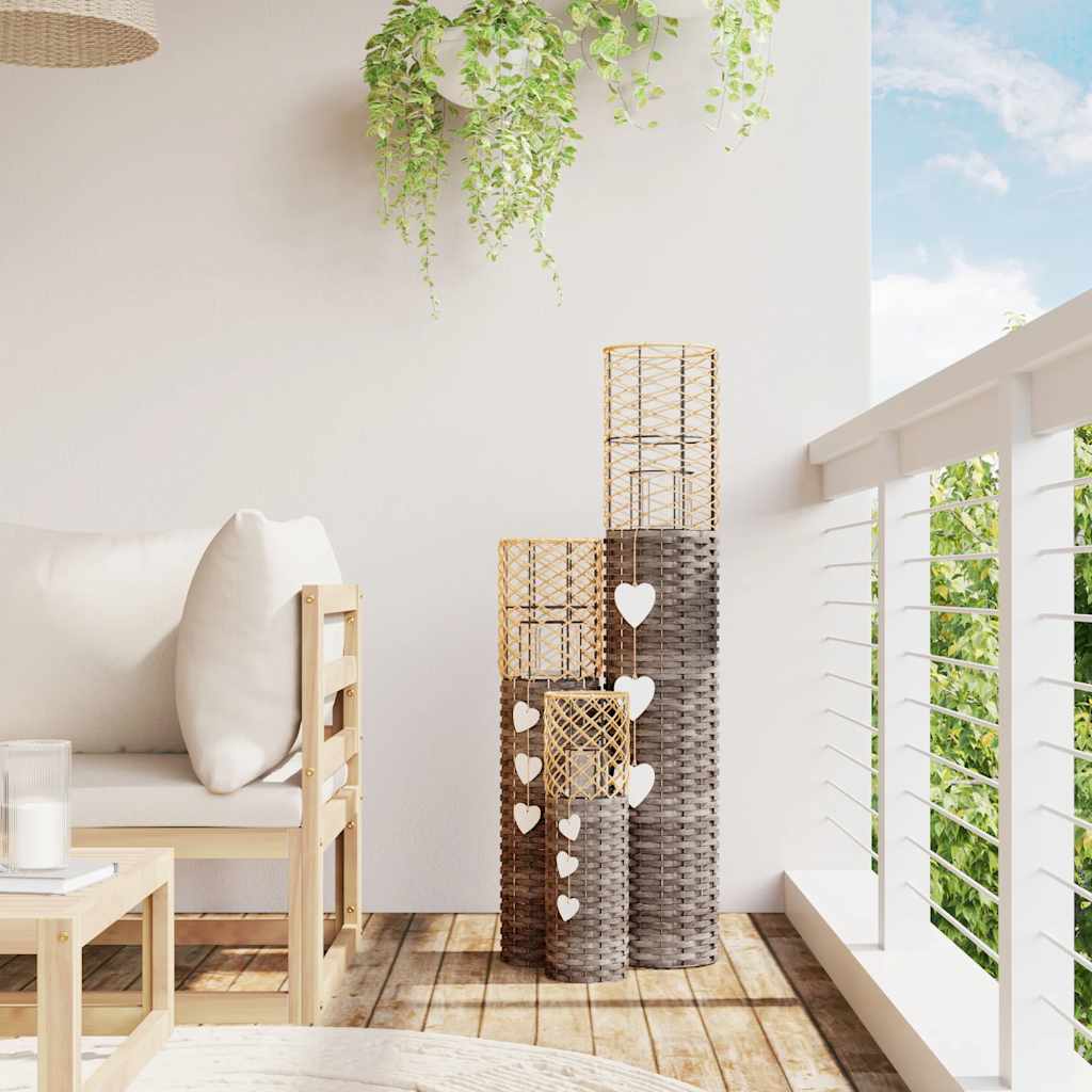 Thumbnail - vidaXL Kerzenhalter 3 Stk. Grau Korbweide