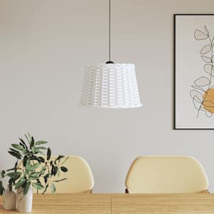 Stínidlo na lustr bílé Ø 40 x 26 cm proutěné - obrázek 1