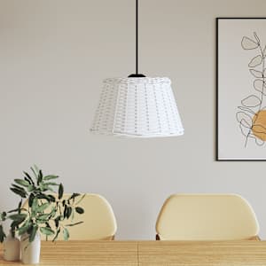 Stínidlo na lustr bílé Ø 50 x 30 cm proutěné - obrázek 1