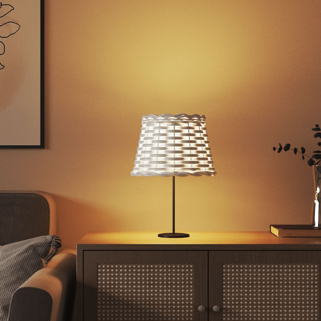 Lampeskjerm hvit Ø20x15 cm flettet – hjemmeartikler