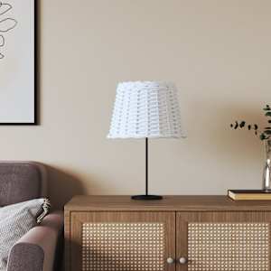 Senčilo za svetilko belo Ø30x20 cm pleteno