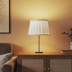 Stínidlo lampy bílé Ø 40 x 26 cm proutěné - obrázek 3