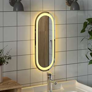 Koupelnové LED zrcadlo 40 x 15 cm oválné - obrázek 3