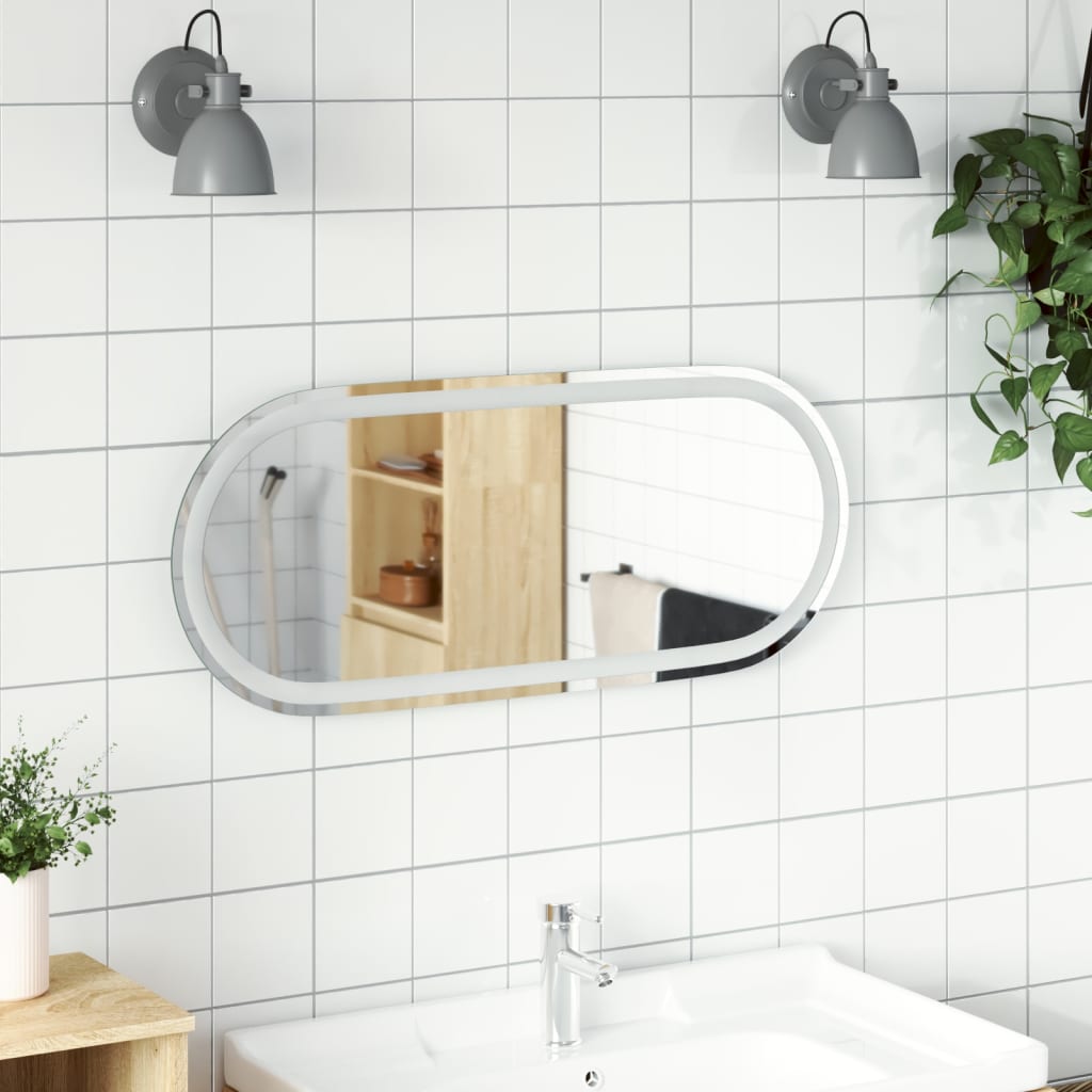 vidaXL Oglindă de baie cu LED, 80x35 cm, ovală